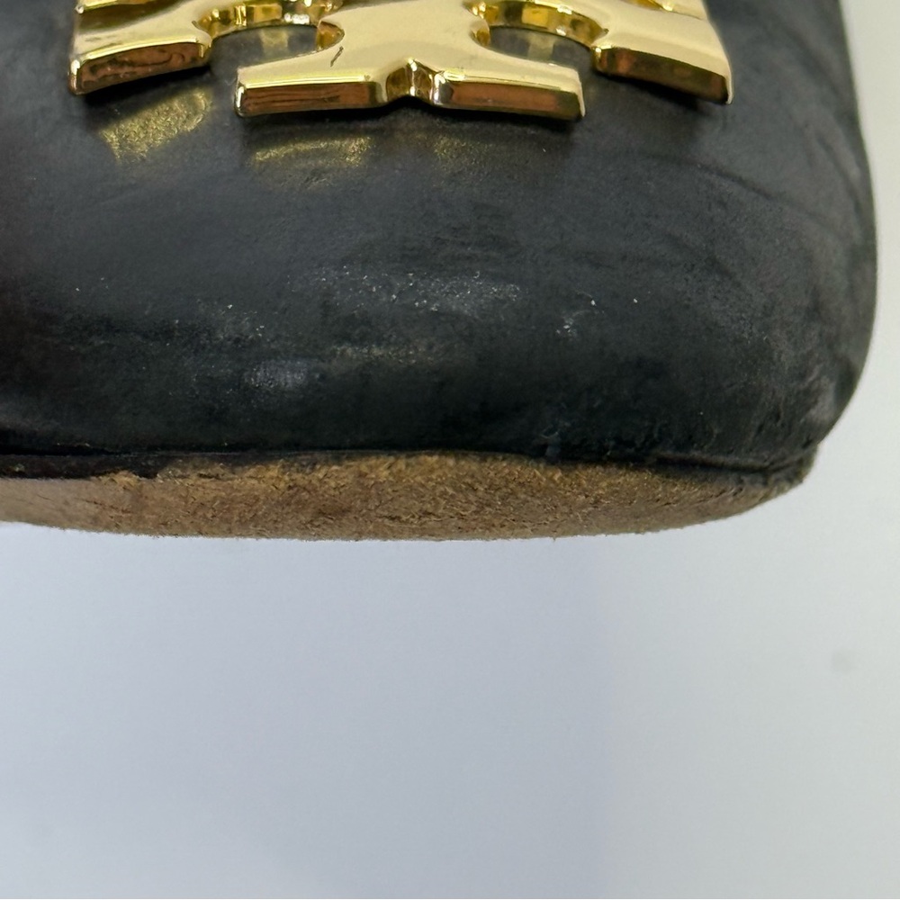 Tory Burch Black and Gold 3 Inch Block Heel with T Signature Logo - Picture 10 of 11